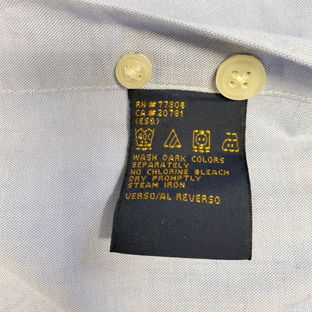 Brooks Brothers 346 Mens 17.5 6/7 Blue White Check Non-Iron Cotton Dress Shirt - Picture 11 of 13